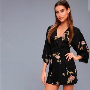 Lulus black wayfair floral long sleeve dress